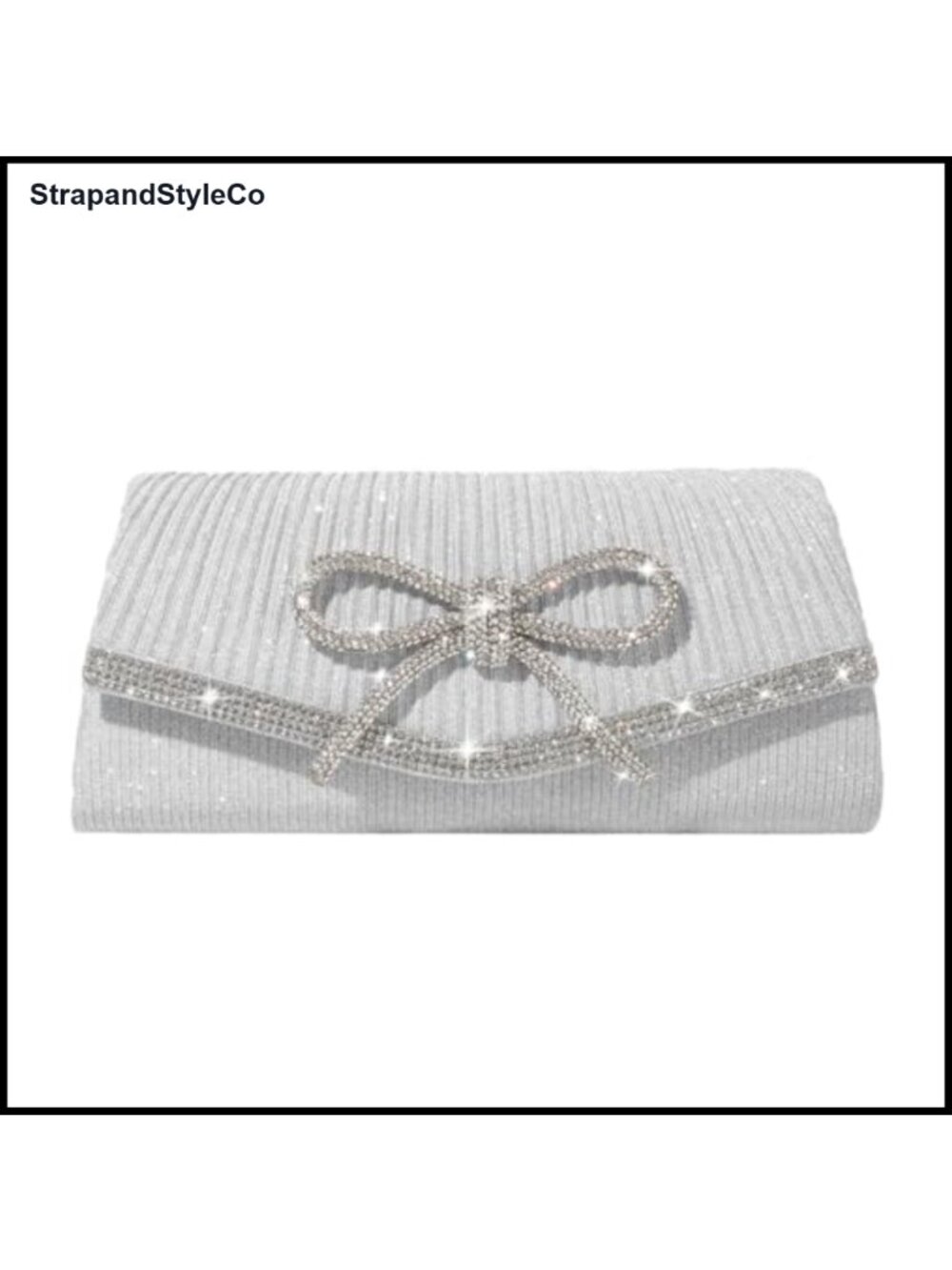 Rhinestone Bow Evening Clutch Sparkly Crossbody Purse Wedding Bag